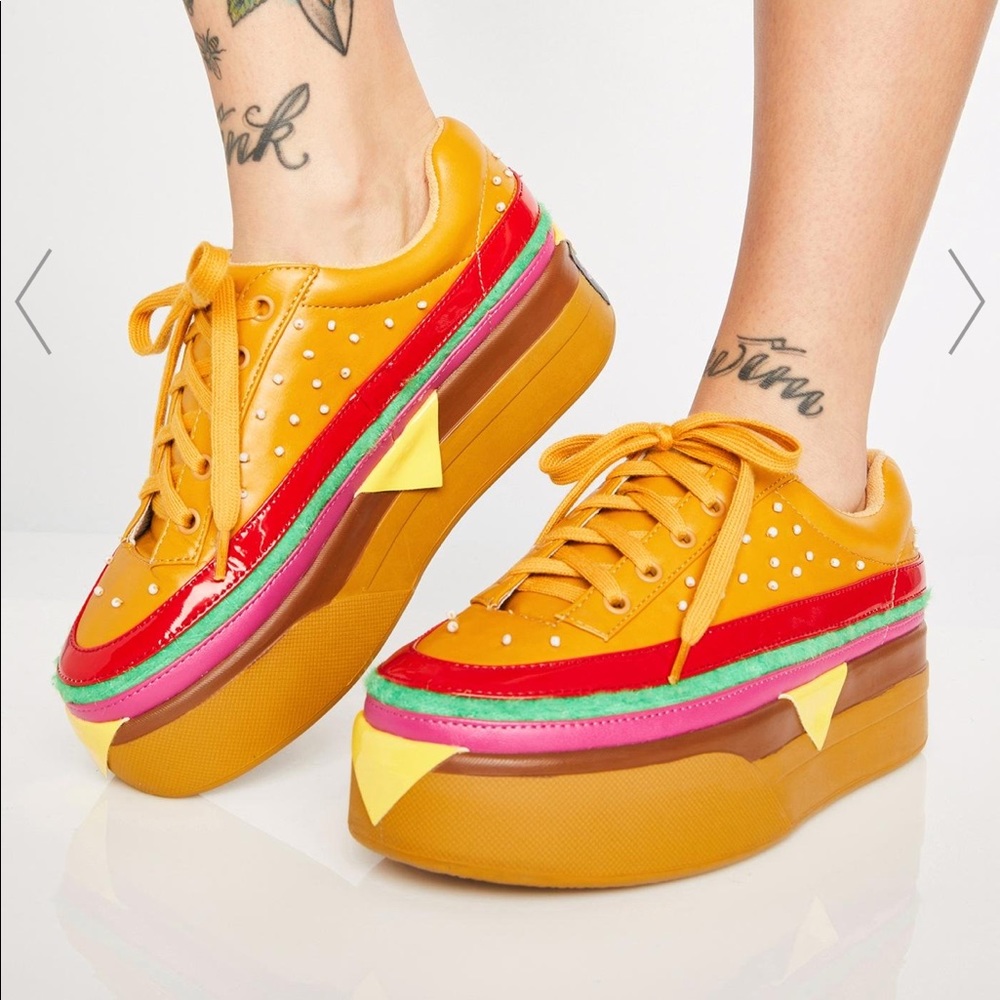 Dolls Kill Cheeseburger Platform Sneakers